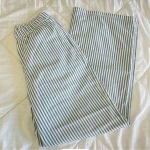 Hollister Green and White Striped Wide-Leg Pants
